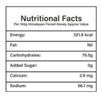 Nutritional Facts himalayan honey eraa naturals