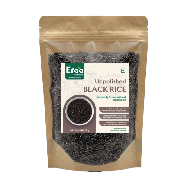 Unpolished Black Rice 1kg Whole Grain Pack – Eraa Naturals