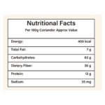 Whole Coriander Seeds nutritional facts table eraa naturals