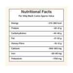 High quality black cumin seeds (kalonji) nutritional facts table - eraa naturals