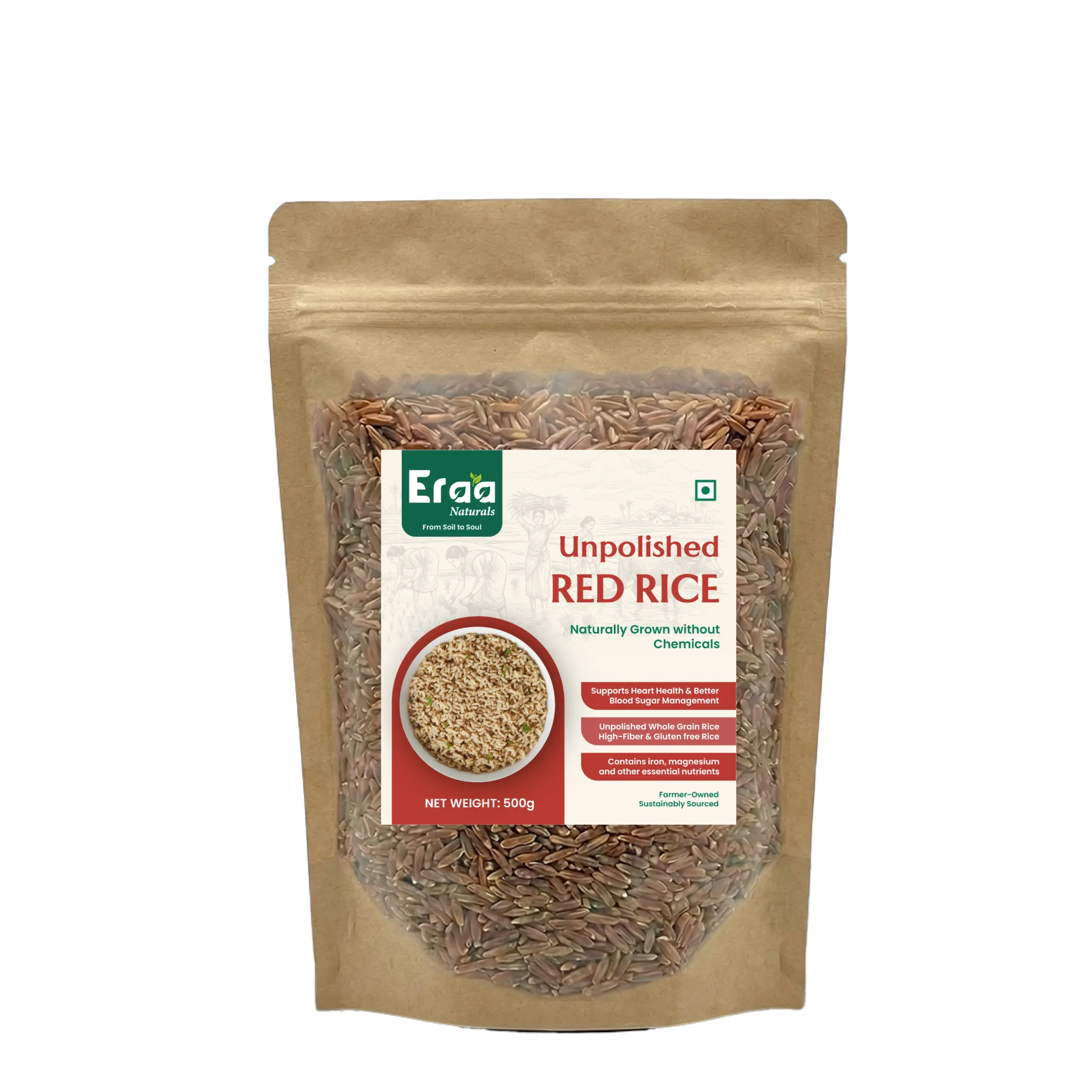 Unpolished Red Rice 1kg Whole Grain Pack – Eraa Naturals Unpolished Red Rice 0.5kg Whole Grain Pack – Eraa Naturals