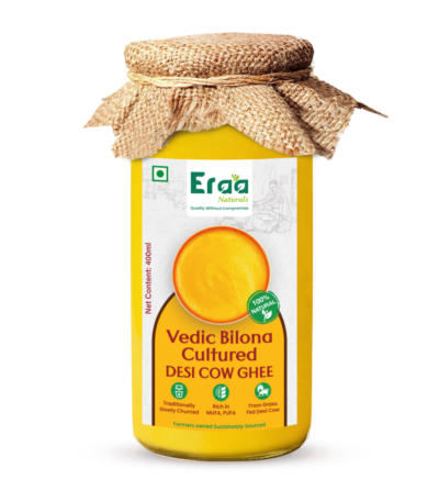 eraa naturals bilona ghee 400ml glass bottle