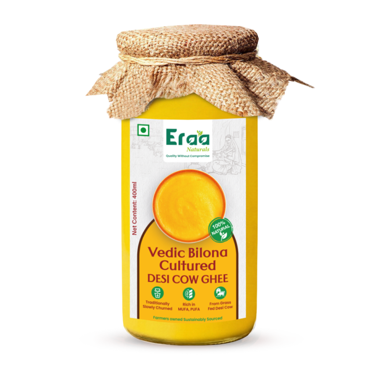 eraa naturals bilona ghee 400ml glass bottle