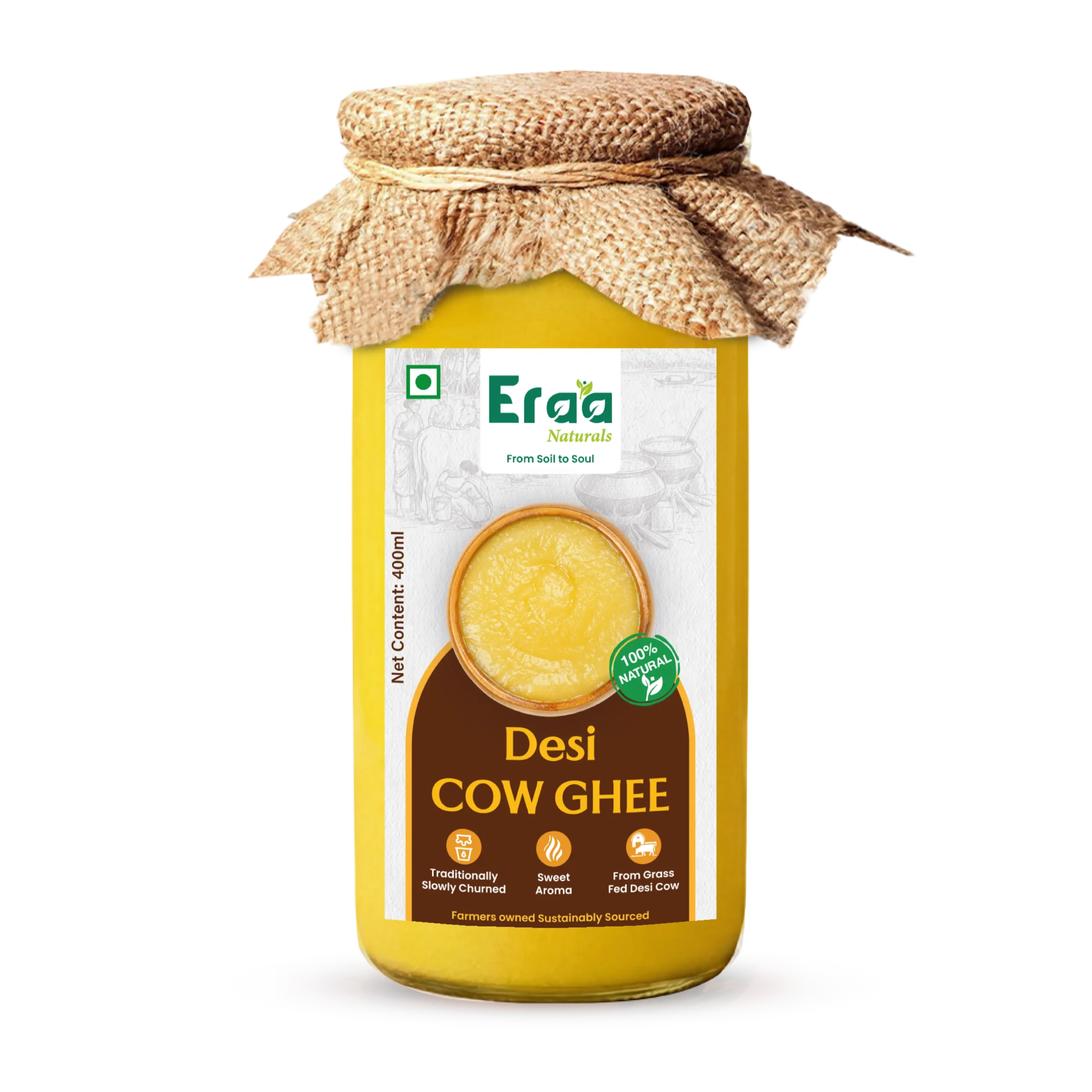 400ml-01 Desi Cow Ghee 400ml Glass Bottle – Eraa Naturals